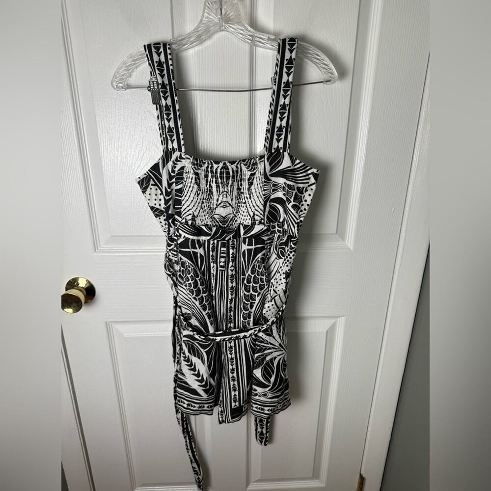Farm Rio Off-White Monochrome Elegance Scarf Romper M - Picture 2 of 7